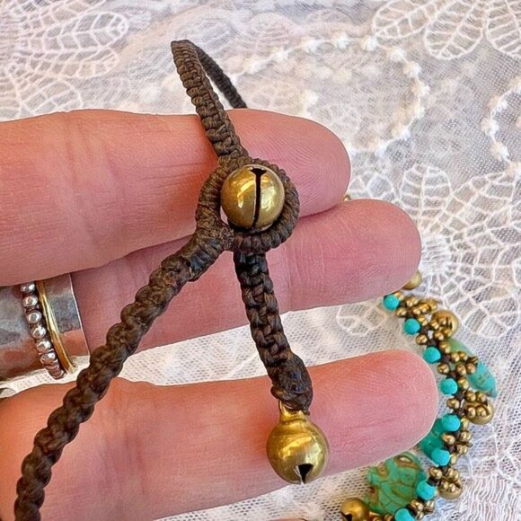 Turquoise & Gold Elephant Jingle Charm Necklace - Picture 8 of 10